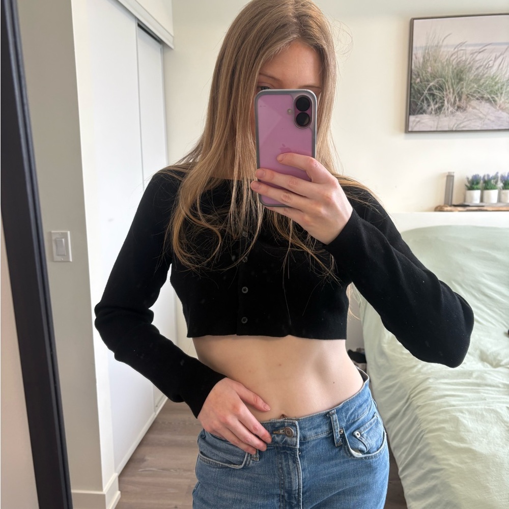 Aritzia Cropped Button Front Cardigan